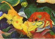 Franz Marc Cows, Yellow, Red, Green oil painting